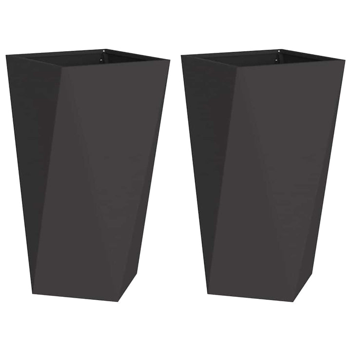 Plantekasse 2 pcs Sort 40 x 40 x 75 cm Stål