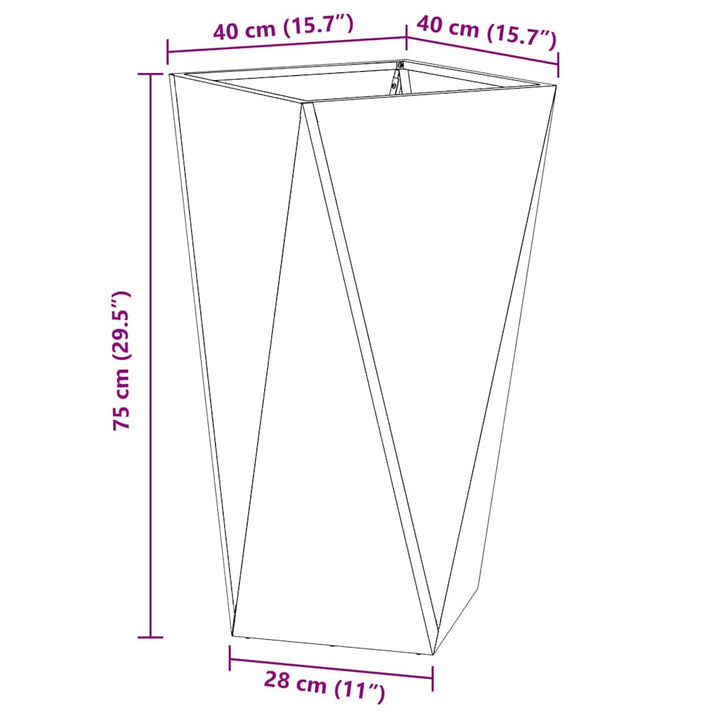 Plantekasse 2 pcs Sort 40 x 40 x 75 cm Stål