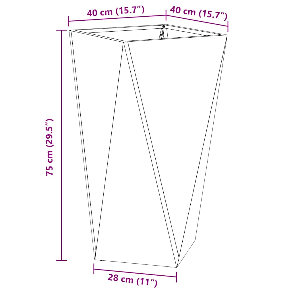 Plantekasse 2 pcs Hvid 40 x 40 x 75 cm Stål