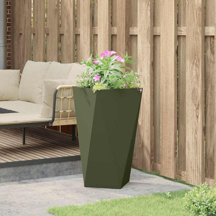 Plantekasse Oliven grøn 40 x 40 x 75 cm Stål