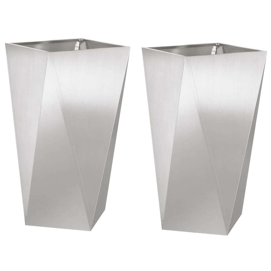 Plantekasse 2 pcs Sølv 40 x 40 x 75 cm Rustfrit stål