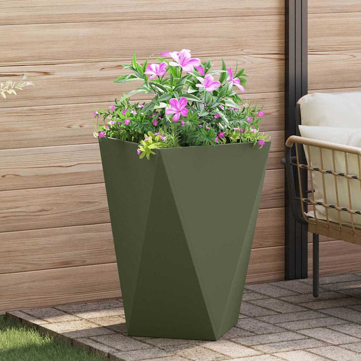 Plantekasse 2 stk. Oliven grøn 50 x 50 x 75 cm Stål