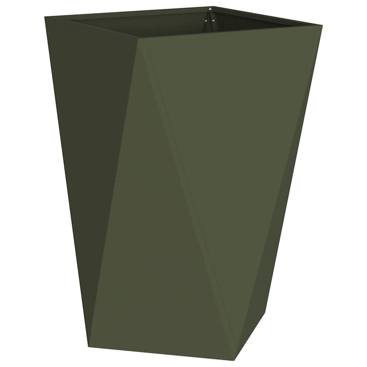 Plantekasse 2 stk. Oliven grøn 50 x 50 x 75 cm Stål