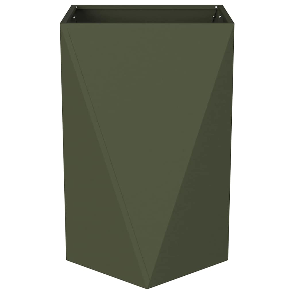 Plantekasse 2 stk. Oliven grøn 50 x 50 x 75 cm Stål