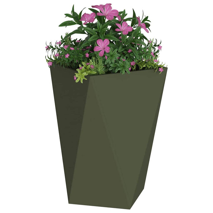 Plantekasse 2 stk. Oliven grøn 50 x 50 x 75 cm Stål