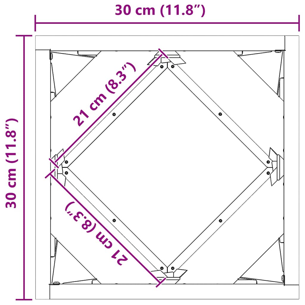 Plantekasse Sort 30 x 30 x 30 cm Stål
