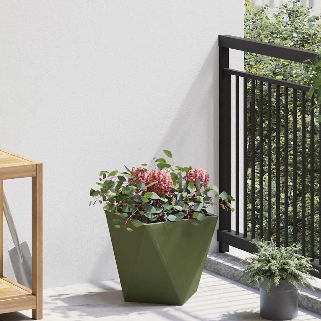 Plantekasse 2 stk. Oliven grøn 30 x 30 x 30 cm Stål