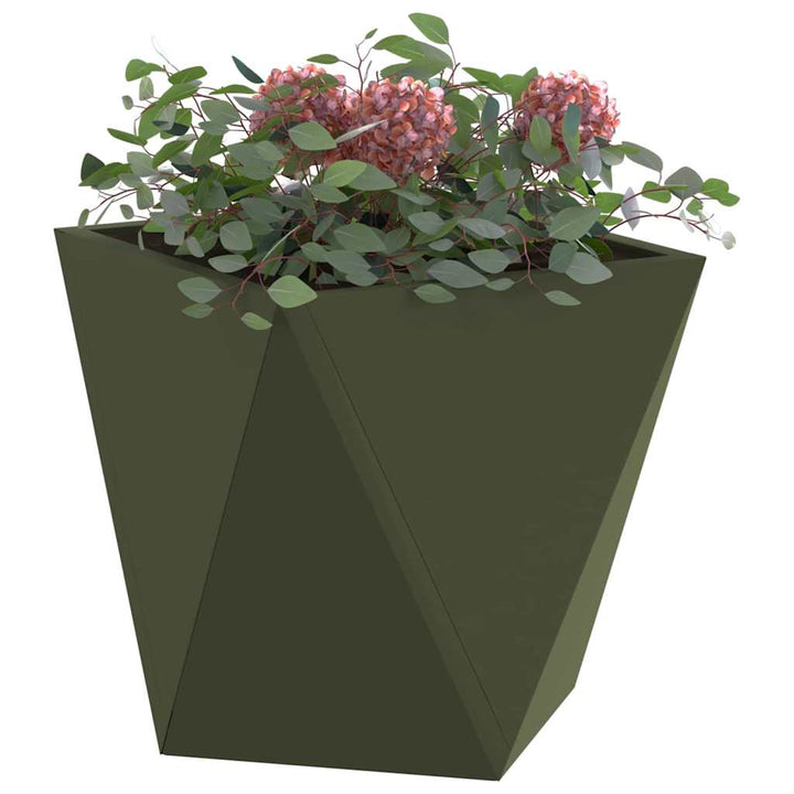 Plantekasse 2 stk. Oliven grøn 30 x 30 x 30 cm Stål