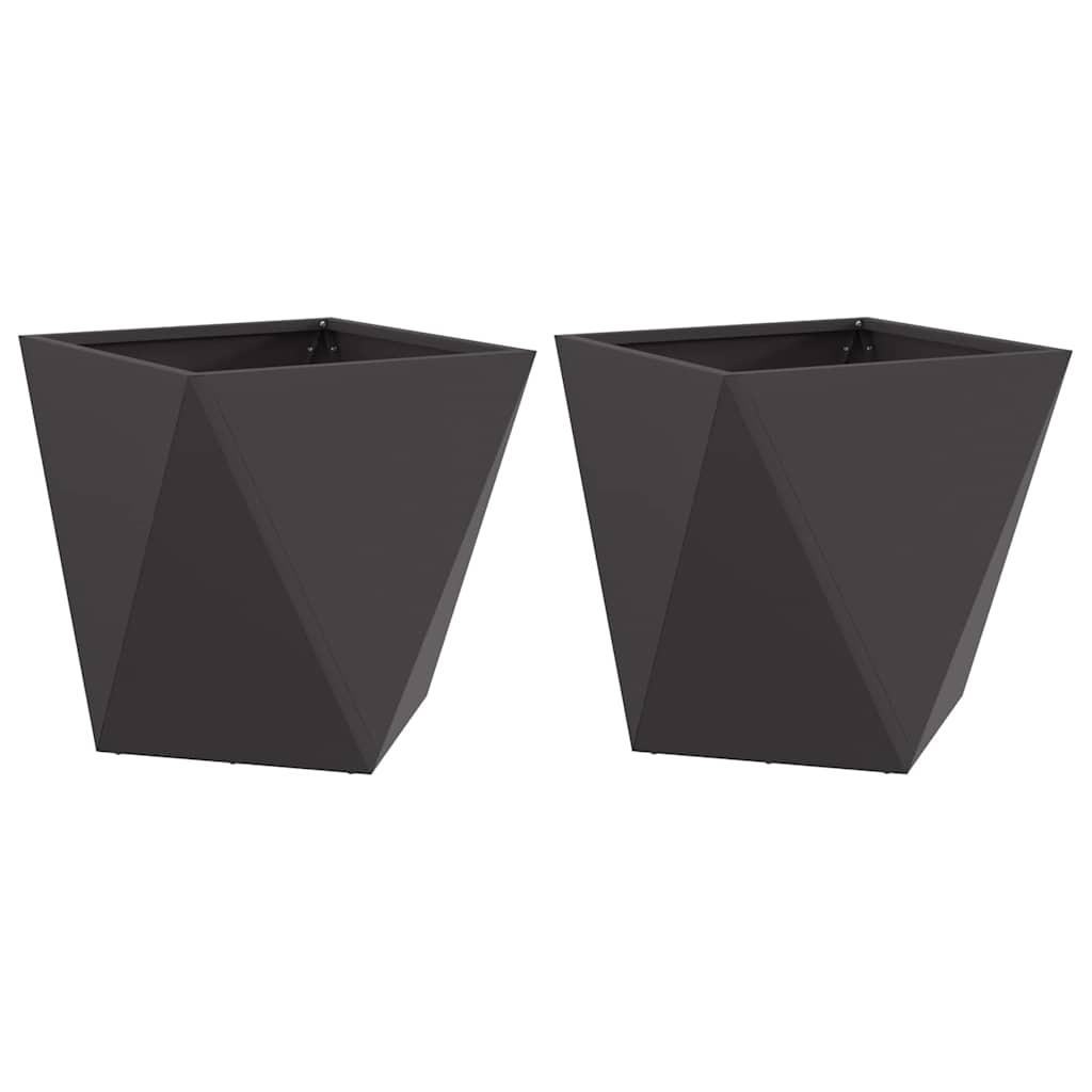 Plantekasse 2 stk. Sort 40 x 40 x 40 cm Stål