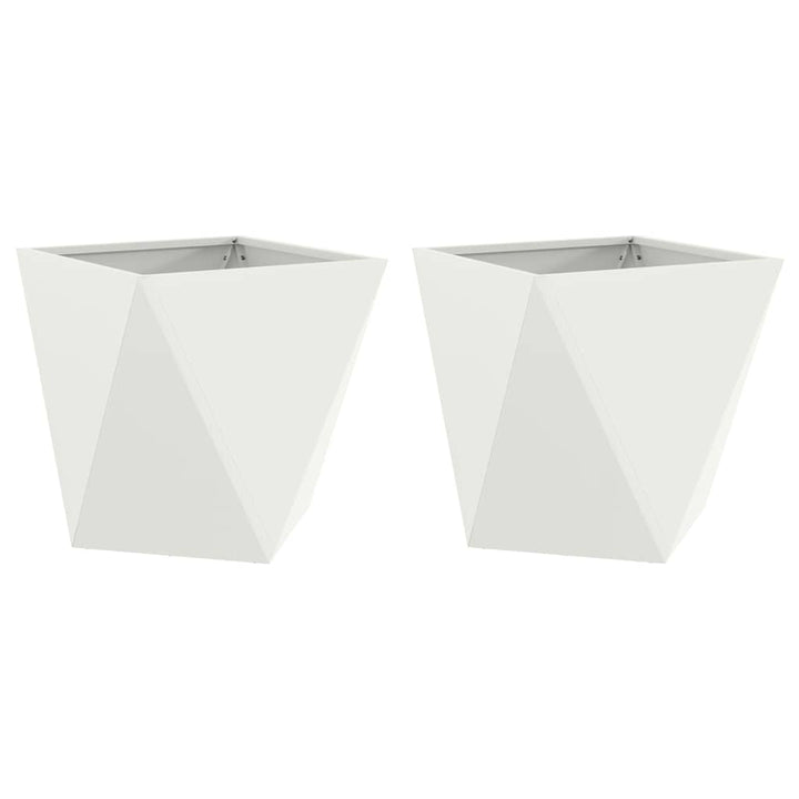 Plantekasse 2 stk. Hvid 40 x 40 x 40 cm Stål