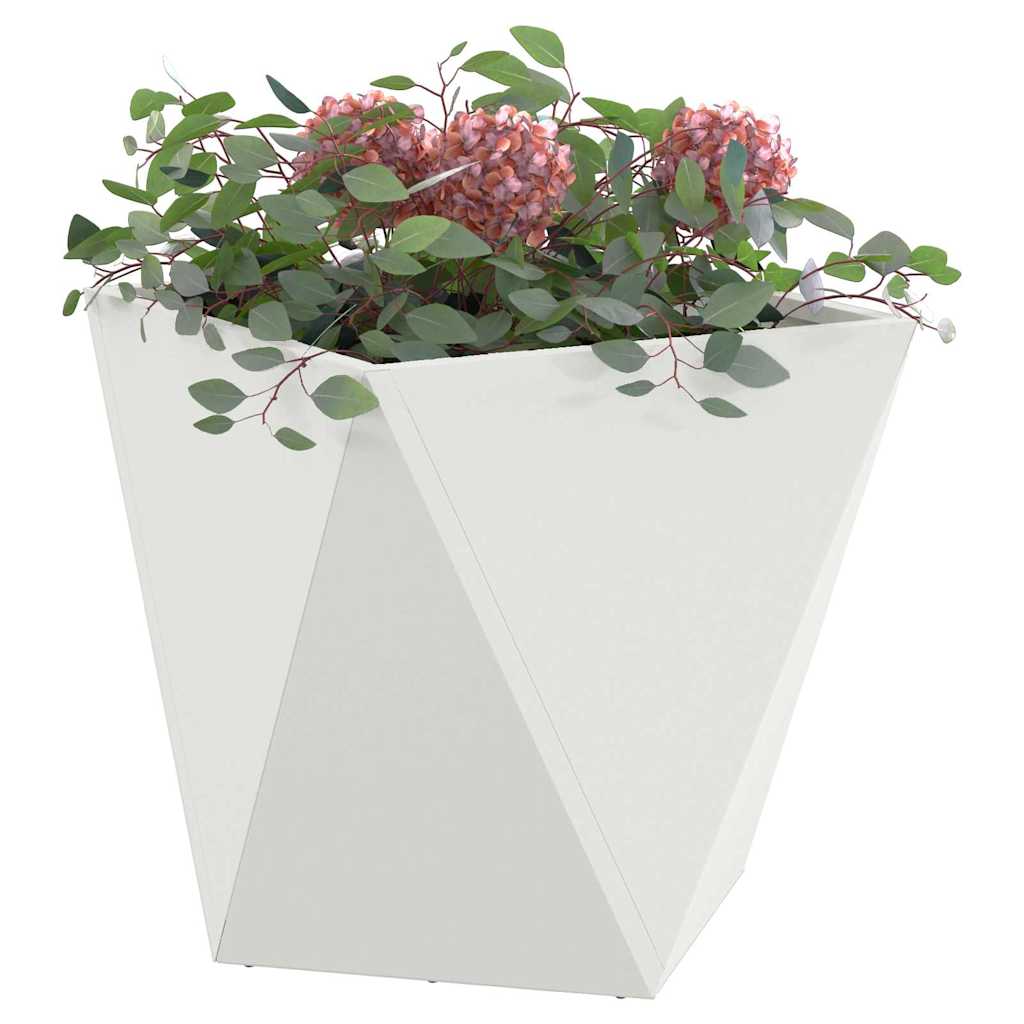 Plantekasse 2 stk. Hvid 40 x 40 x 40 cm Stål