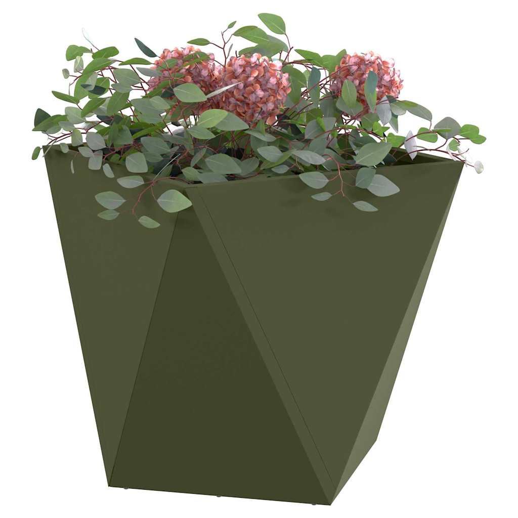 Plantekasse Oliven grøn 40 x 40 x 40 cm Stål