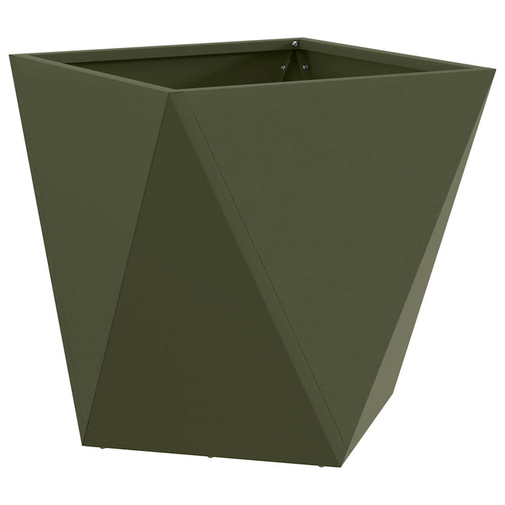 Plantekasse 2 stk. Oliven grøn 40 x 40 x 40 cm Stål