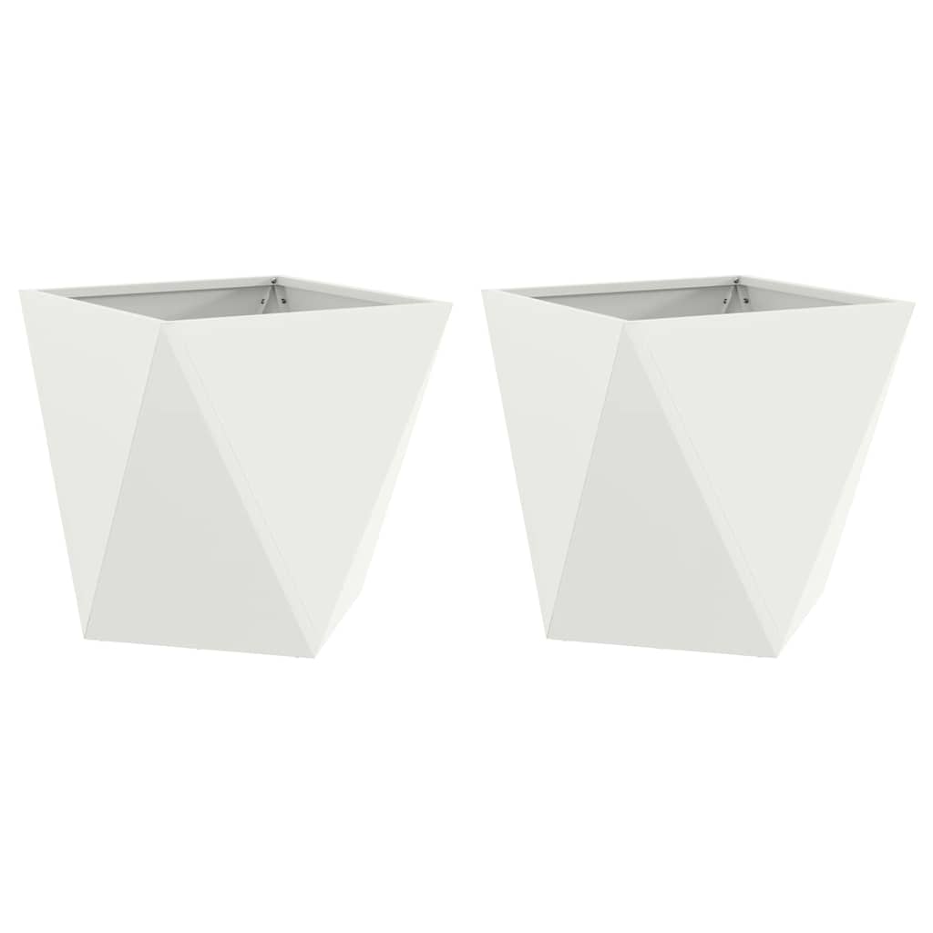 Plantekasse 2 stk. Hvid 50 x 50 x 50 cm Stål
