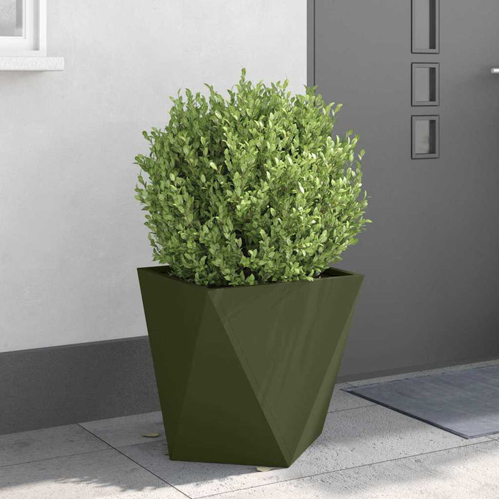 Plantekasse 2 stk. Oliven grøn 50 x 50 x 50 cm Stål