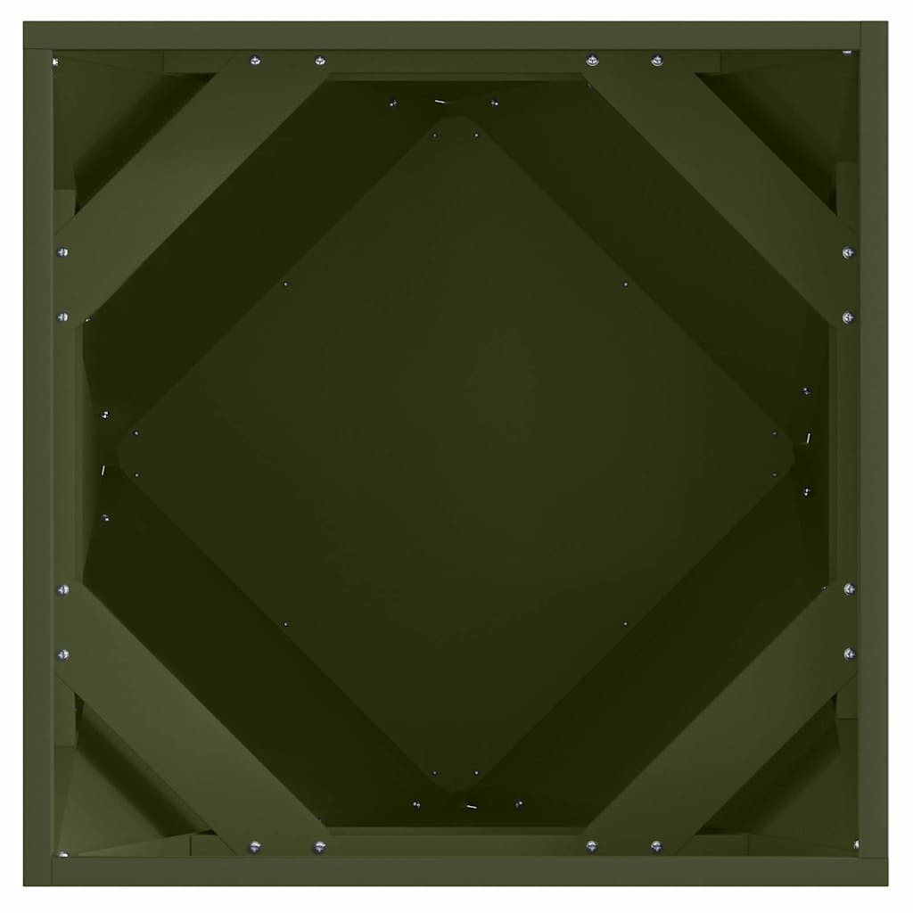 Plantekasse 2 stk. Oliven grøn 50 x 50 x 50 cm Stål