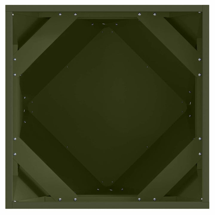 Plantekasse 2 stk. Oliven grøn 50 x 50 x 50 cm Stål