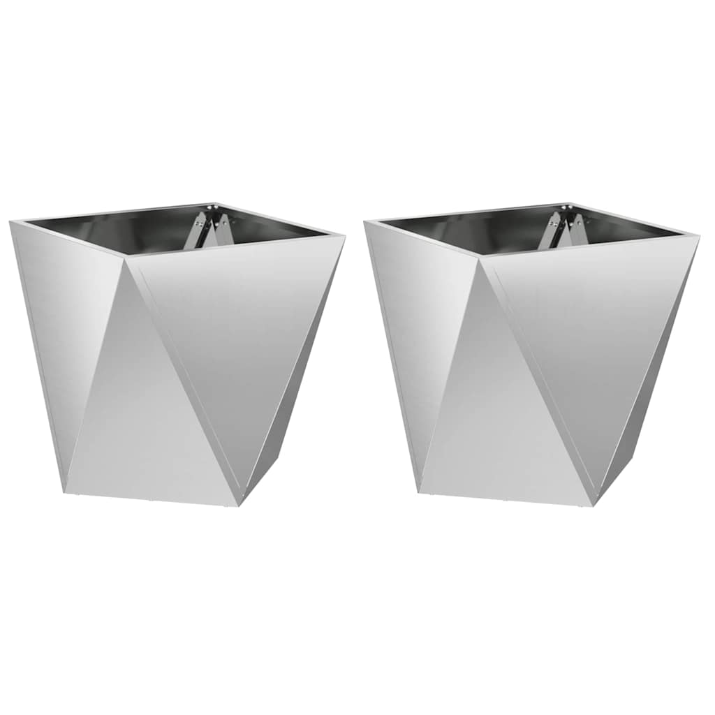 Plantekasse 2 stk. Sølv 50 x 50 x 50 cm Galvaniseret stål
