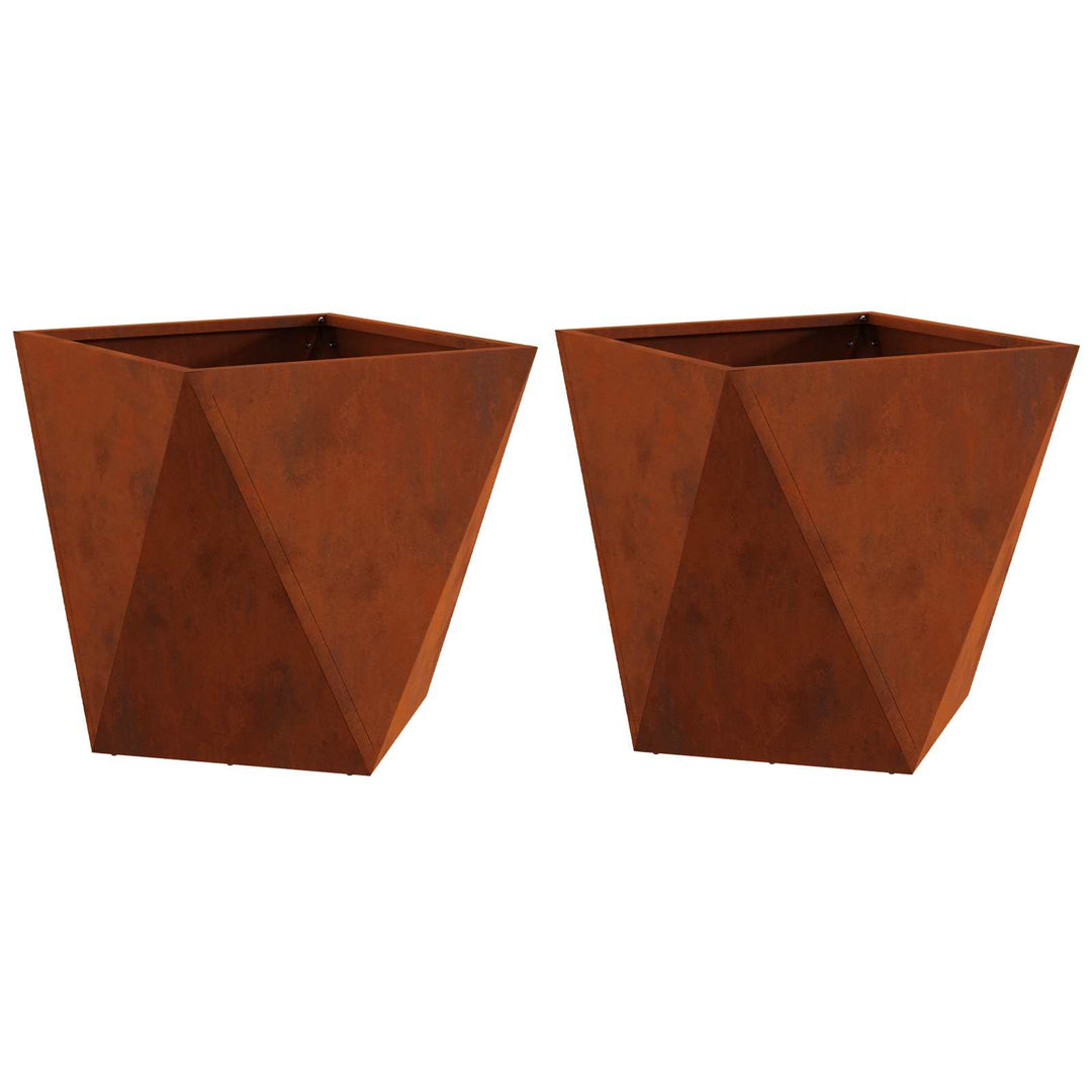 Plantekasse 2 stk. Rusten 50 x 50 x 50 cm Cortenstål