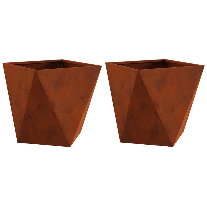 Plantekasse 2 stk. Rusten 50 x 50 x 50 cm Cortenstål