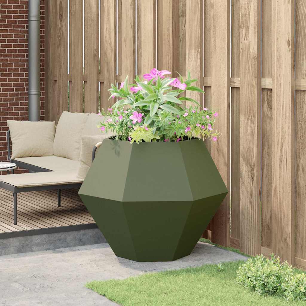 Plantekasse Oliven grøn 100 x 100 x 80 cm Stål
