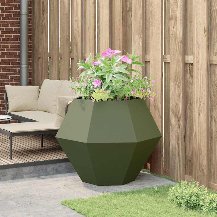 Plantekasse Oliven grøn 100 x 100 x 80 cm Stål