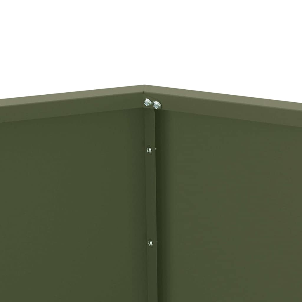 Plantekasse 2 stk. Oliven grøn 100 x 100 x 80 cm Stål