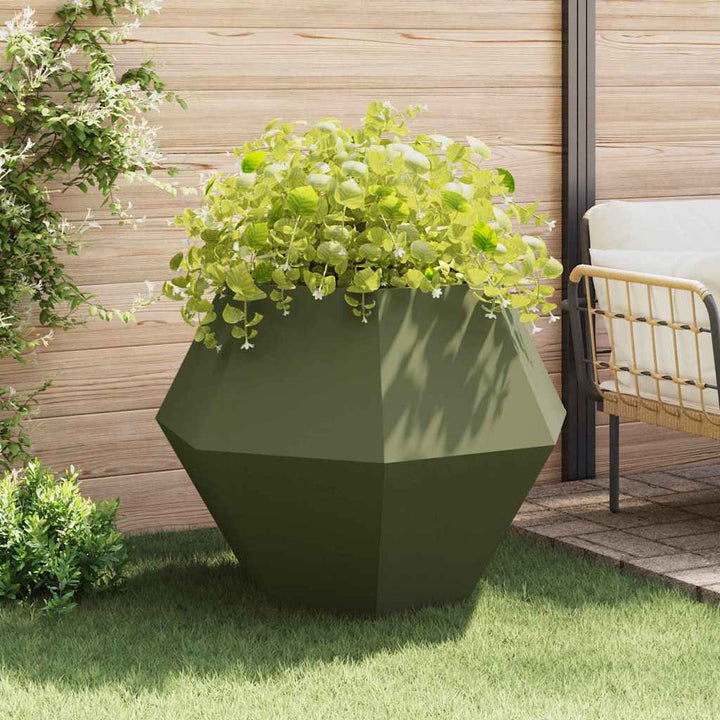Plantekasse 2 stk. Oliven grøn 100 x 100 x 80 cm Stål