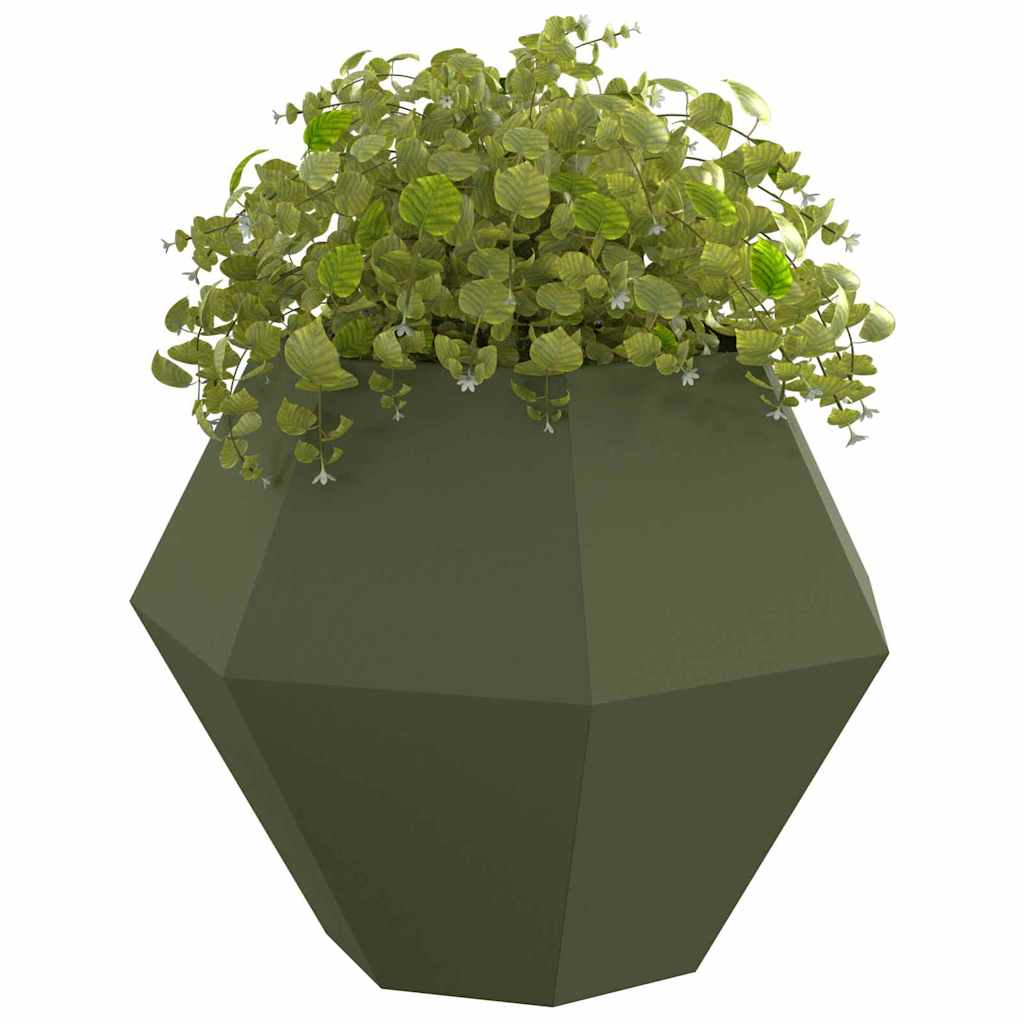 Plantekasse 2 stk. Oliven grøn 100 x 100 x 80 cm Stål