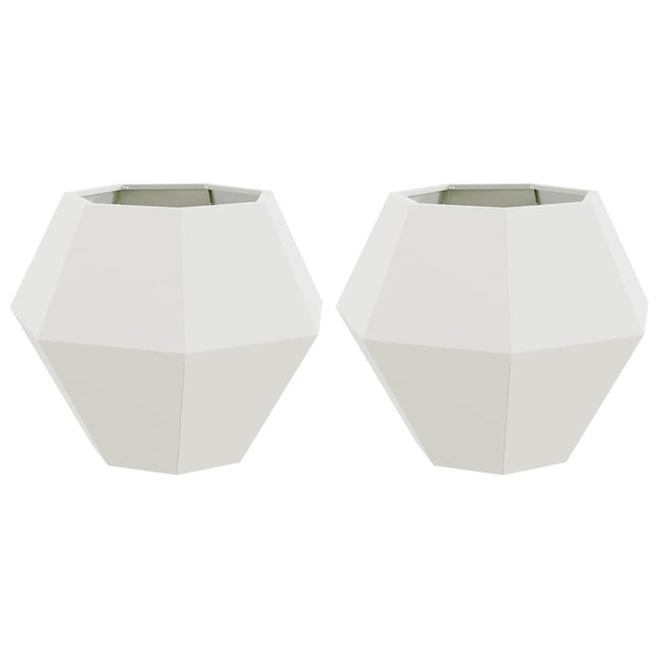 Plantekasse 2 stk. Hvid 75 x 75 x 60 cm Stål