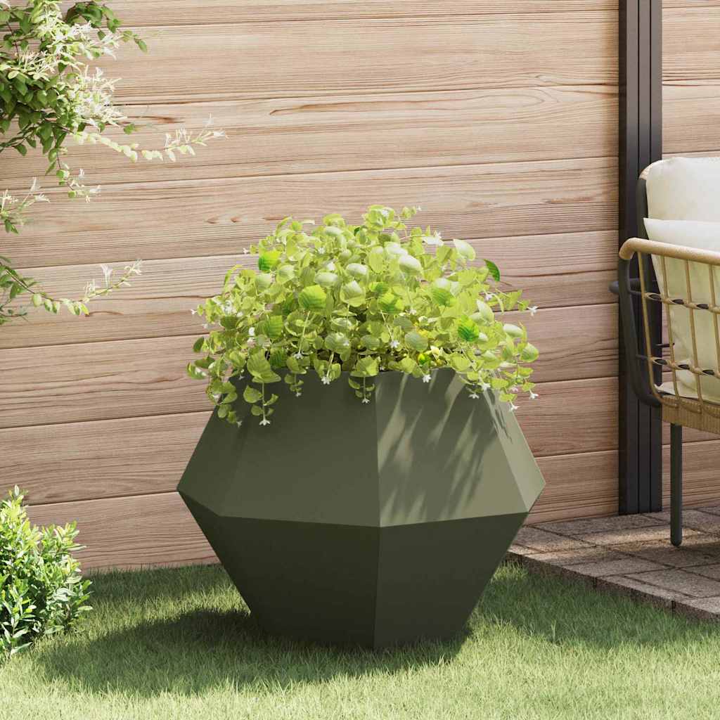 Plantekasse Oliven grøn 75 x 75 x 60 cm Stål