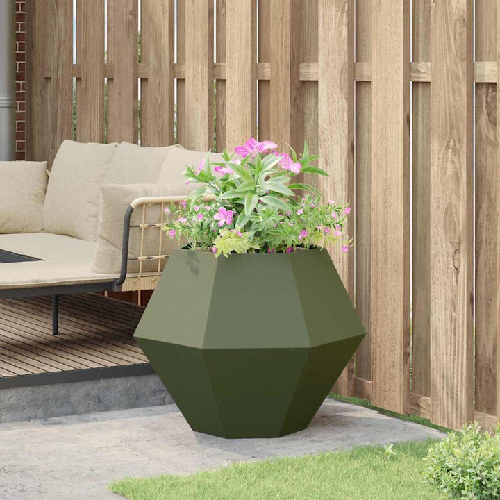 Plantekasse Oliven grøn 75 x 75 x 60 cm Stål