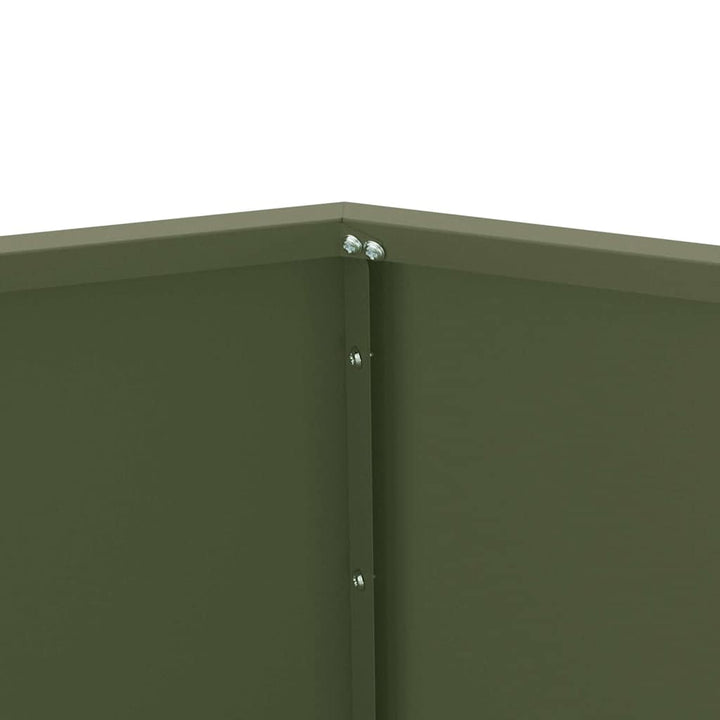Plantekasse 2 stk. Oliven grøn 75 x 75 x 60 cm Stål