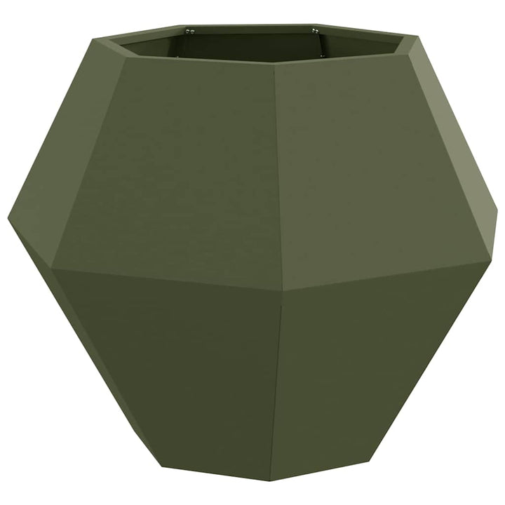Plantekasse 2 stk. Oliven grøn 75 x 75 x 60 cm Stål