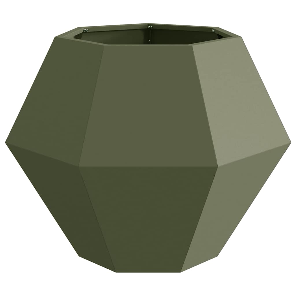 Plantekasse 2 stk. Oliven grøn 75 x 75 x 60 cm Stål