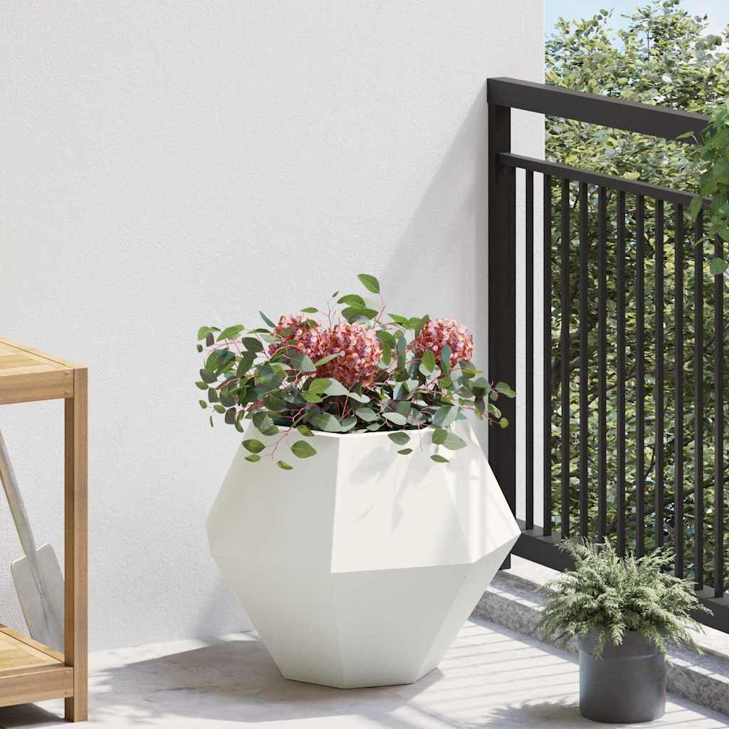 Plantekasse 2 stk. Hvid 50 x 50 x 40 cm Stål