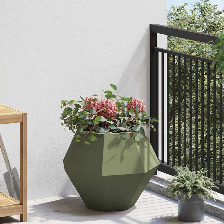 Plantekasse 2 stk. Oliven grøn 50 x 50 x 40 cm Stål