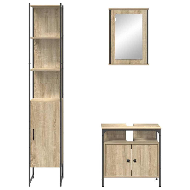 Badeværelsesmøbel sæt med hylde 3 pcs Sonoma eg Konstrueret træ