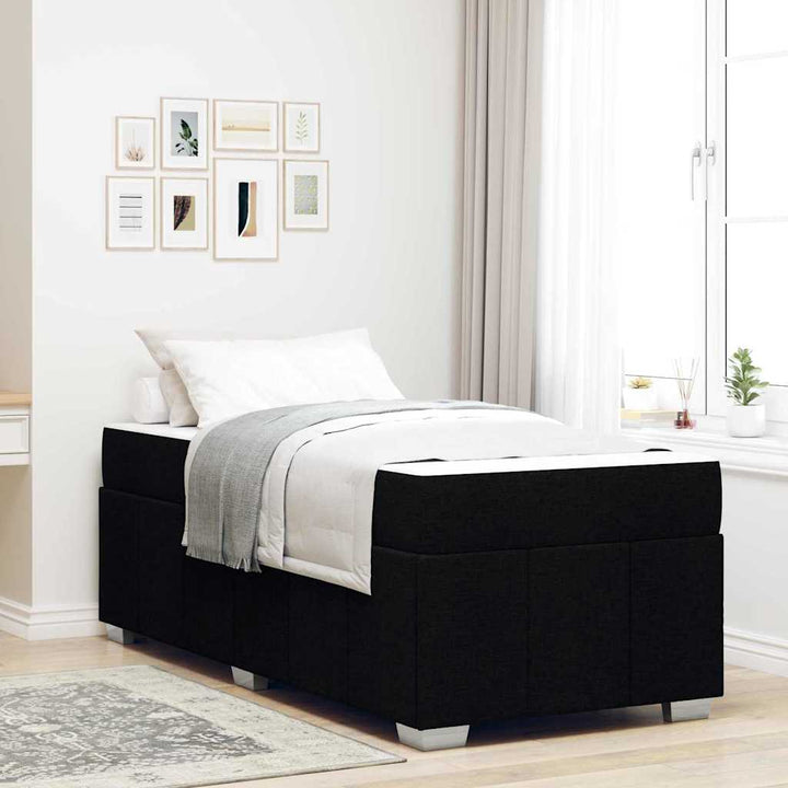 Sengestel med madras Sort 100 x 200 cm Stof