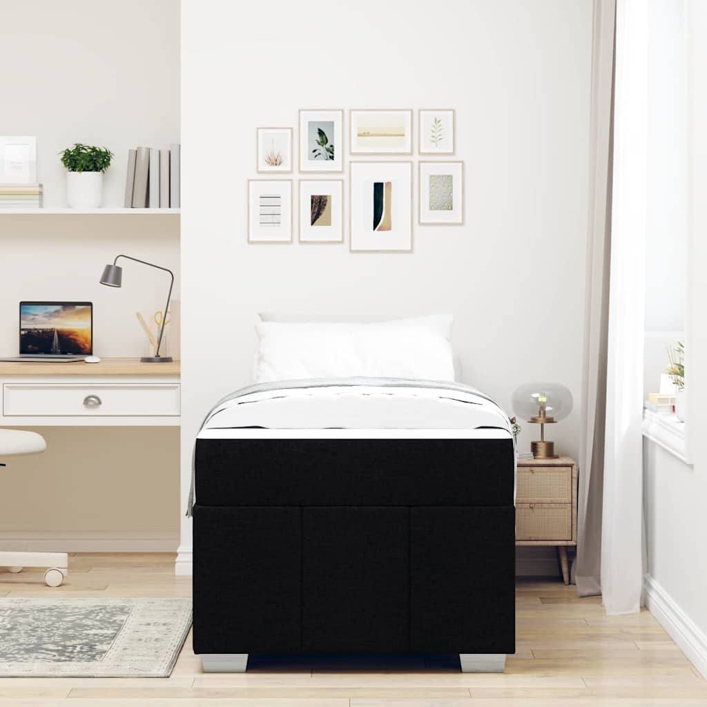 Sengestel med madras Sort 100 x 200 cm Stof