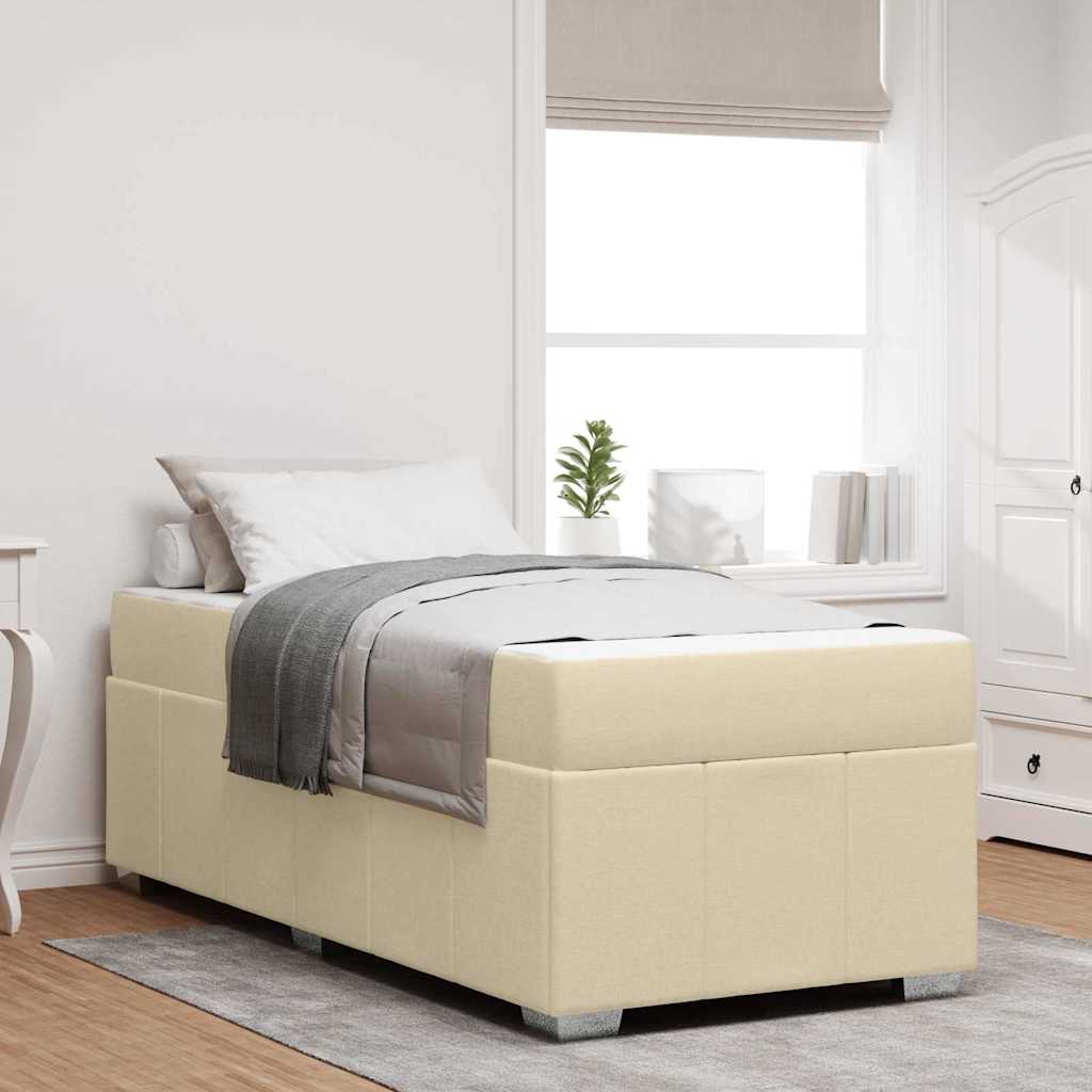 Sengestel med madras Creme 100 x 200 cm Stof