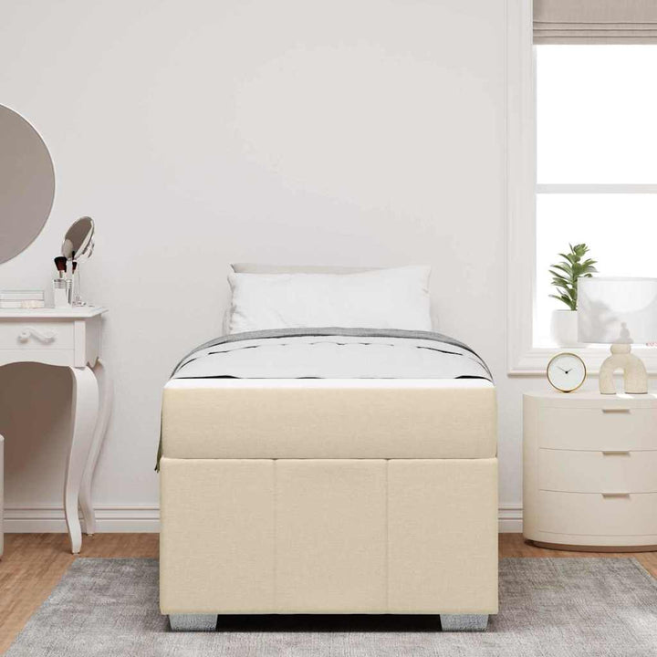 Sengestel med madras Creme 100 x 200 cm Stof