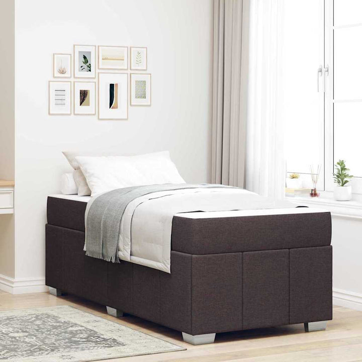 Sengestel med madras Mørk Brun 120 x 190 cm Stof