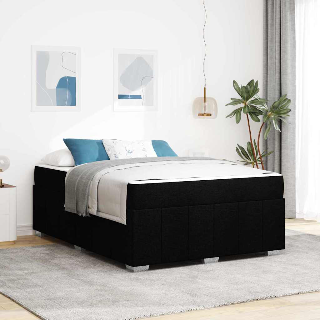 Sengestel med madras Sort 140 x 200 cm Stof