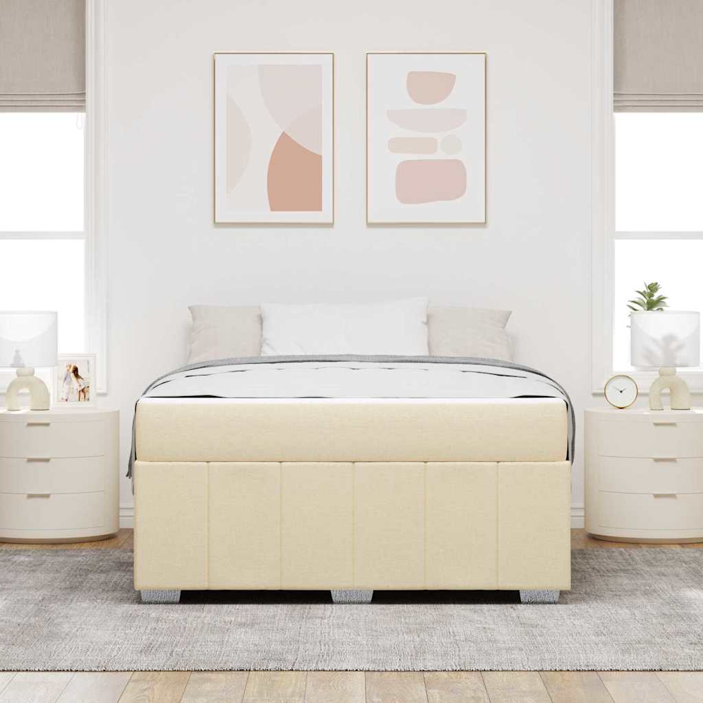 Sengestel med madras Creme 140 x 200 cm Stof
