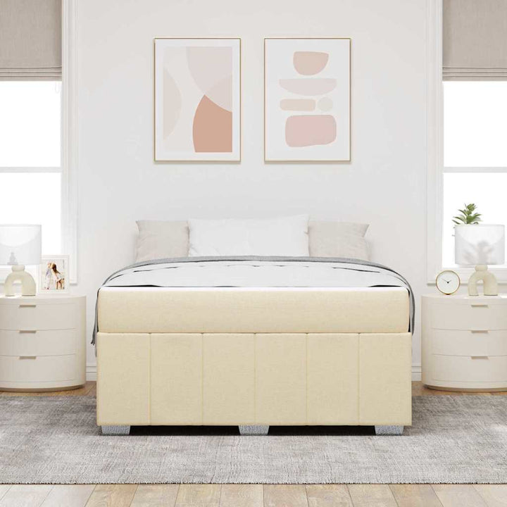 Sengestel med madras Creme 140 x 200 cm Stof