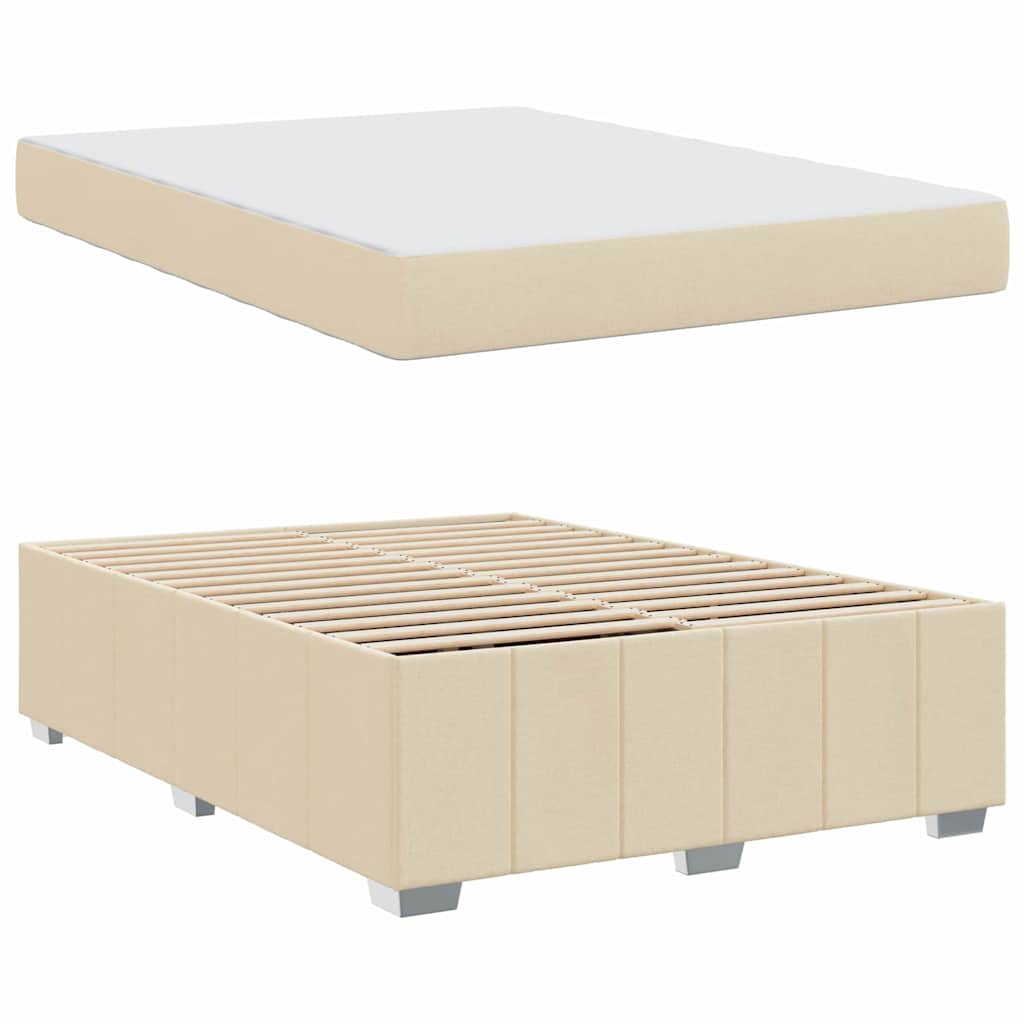 Sengestel med madras Creme 140 x 200 cm Stof