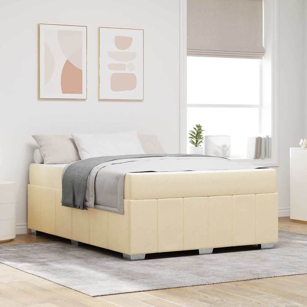 Sengestel med madras Creme 160 x 200 cm Stof