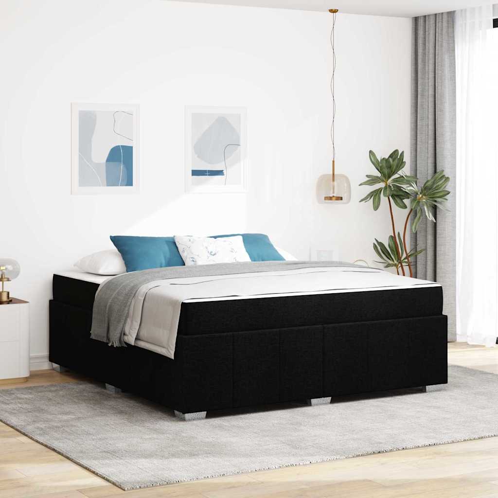 Sengestel med madras Sort 180 x 200 cm Stof