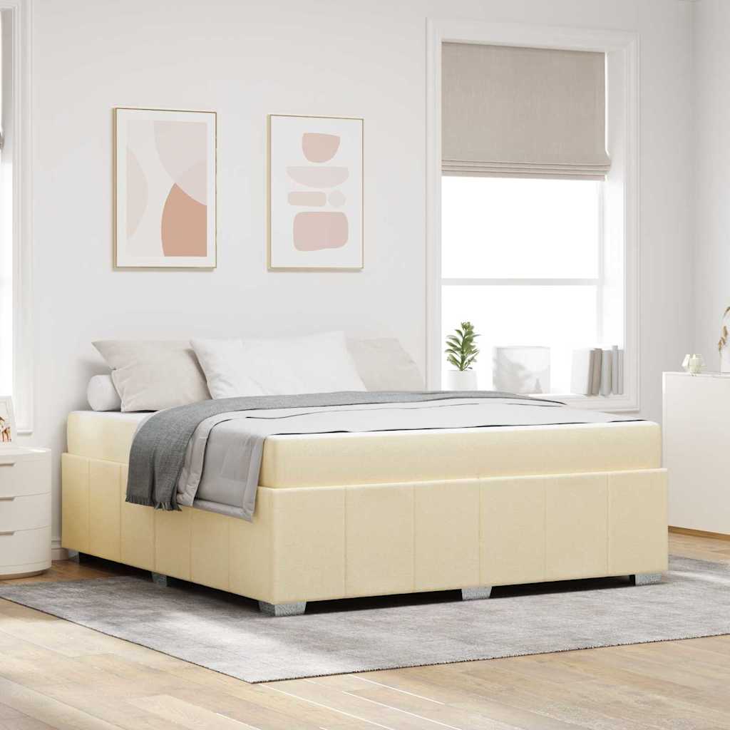 Sengestel med madras Creme 180 x 200 cm Stof